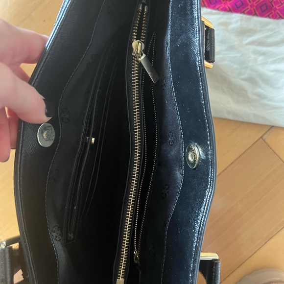 Like New Tory Burch black patent tote bag purse - Picture 7 of 10